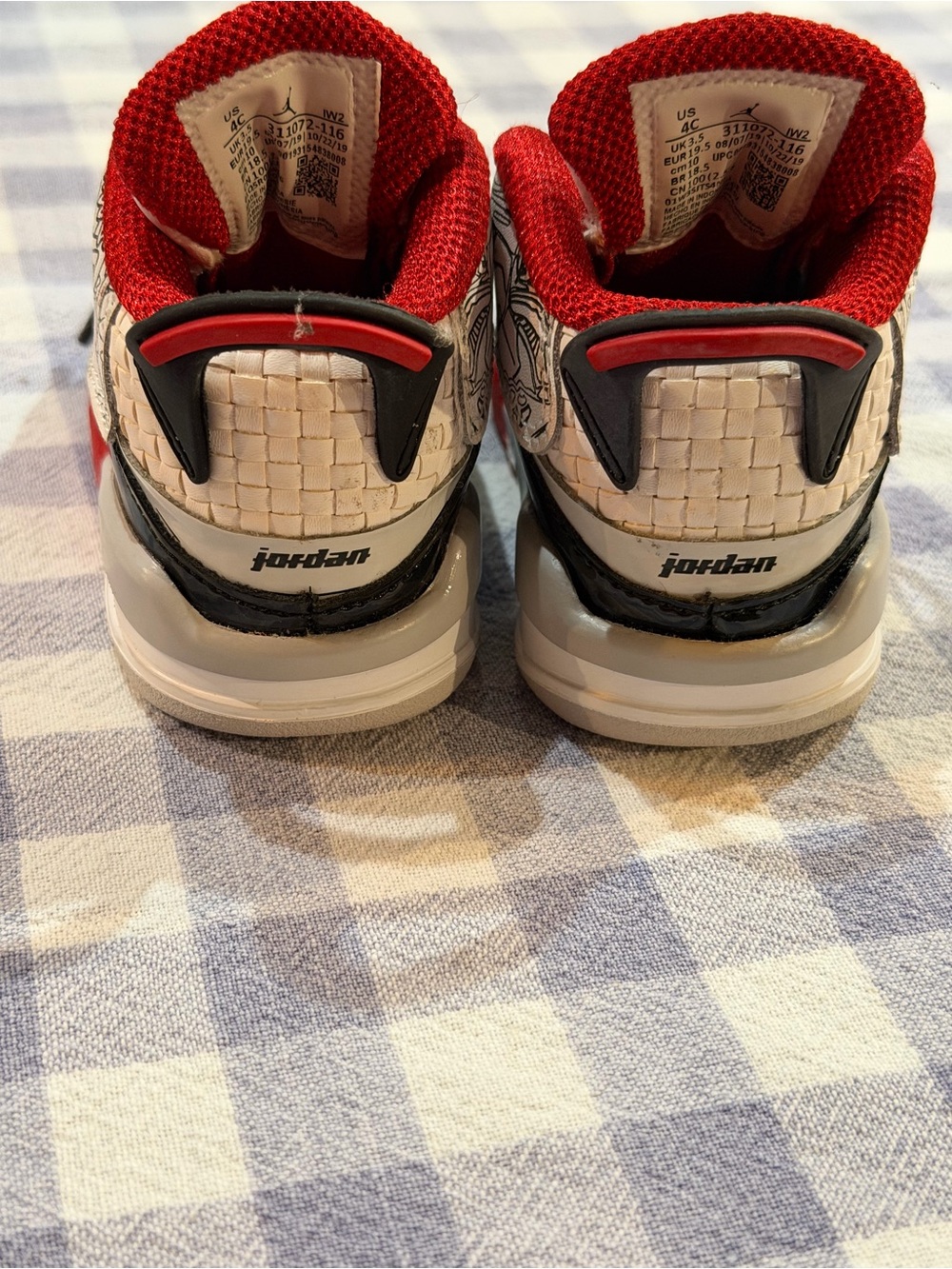 Jordan Dub Zero Baby/Toddler Sneakers. White/Black/Fire Red Laser Print - Picture 3 of 5